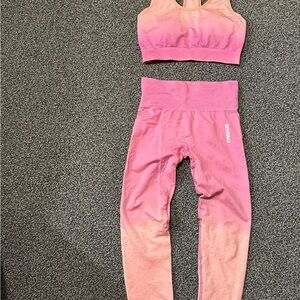 Gymshark Pink Ombre Sports Bra and Leggings Set